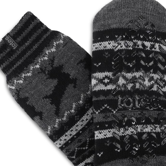 totes toasties® Mens Single Sherpa Line Slipper Socks Grey Mix Extra Image 4